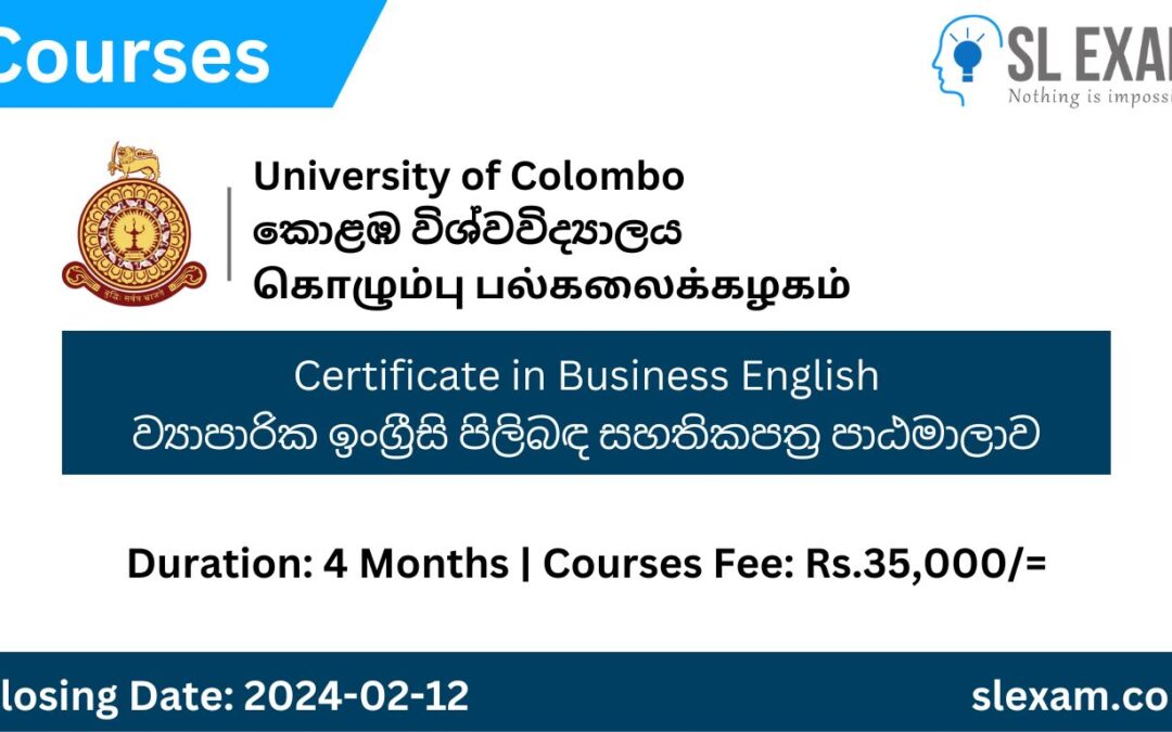Certificate Course in Business English 2024 – University of Colombo