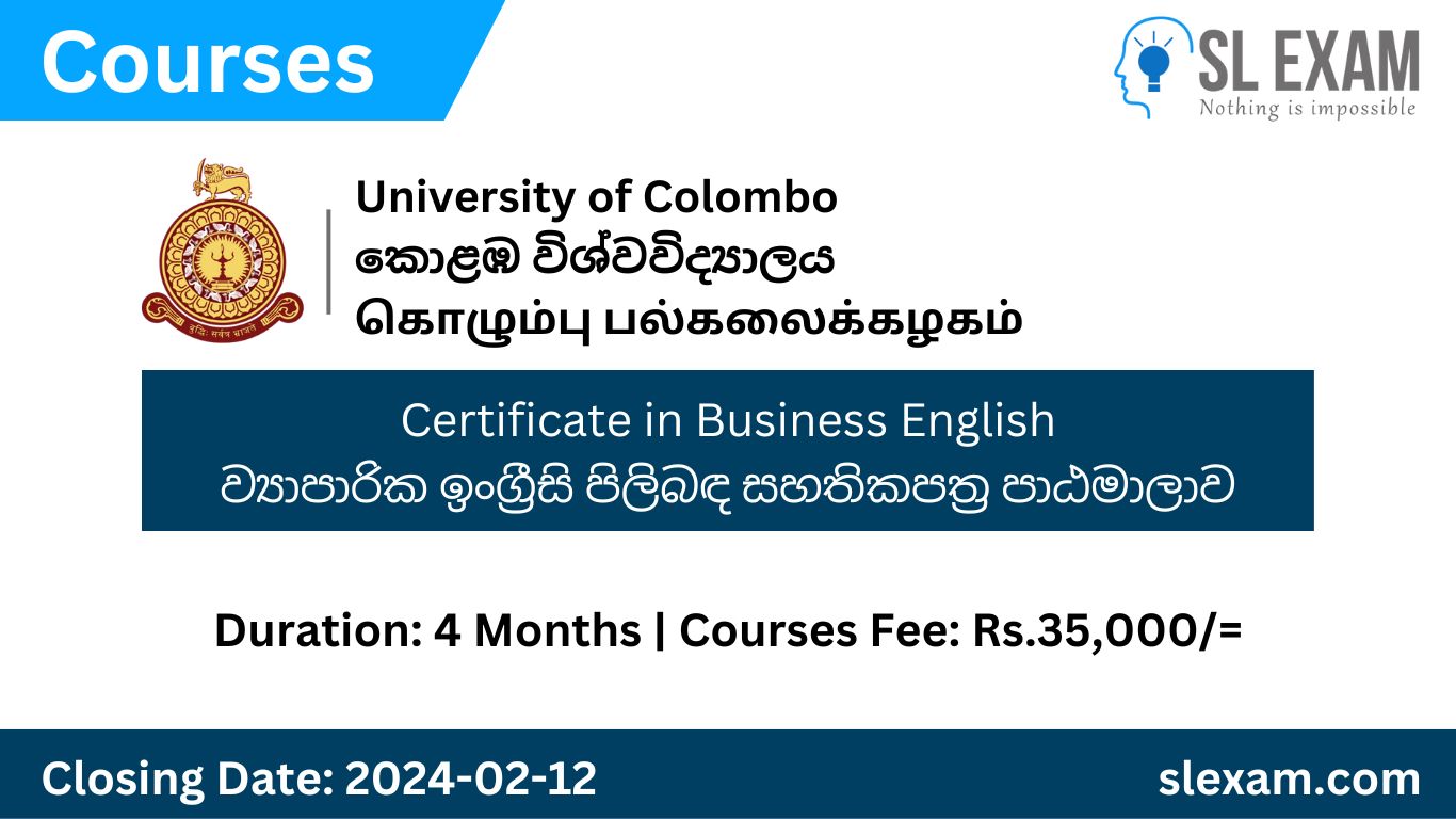 Certificate Course in Business English 2024 32 University of Colombo