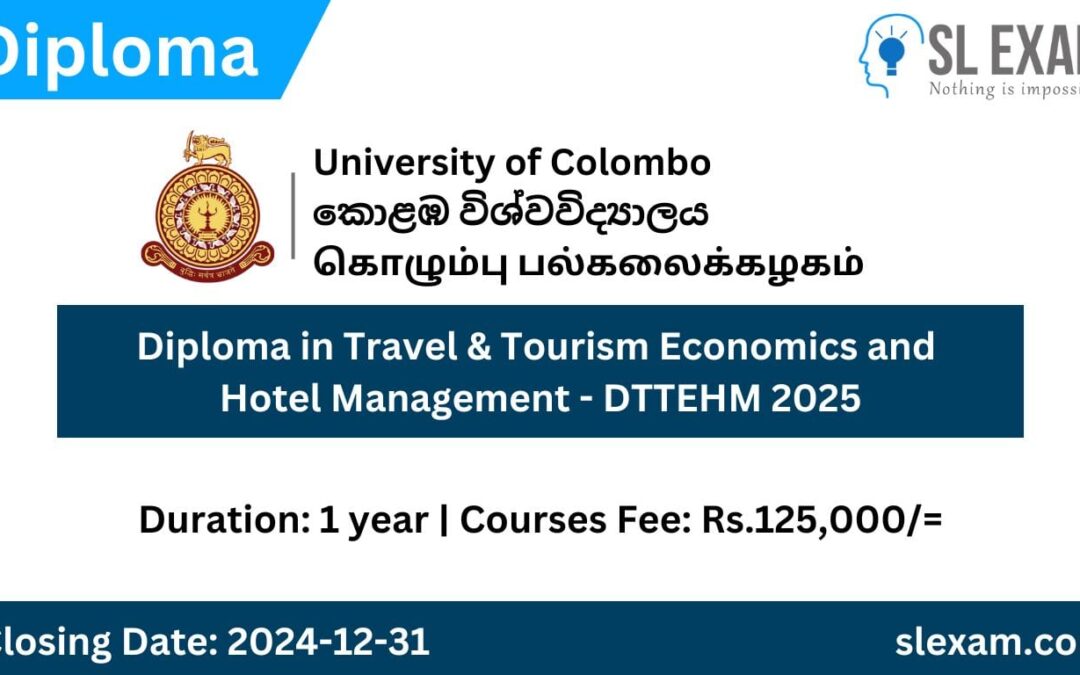 Diploma in Travel & Tourism Economics and Hotel Management 2025 – University of Colombo